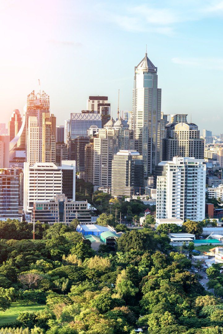 Lumpinee,garden,and,sathorn,building,in,bangkok,,thailand